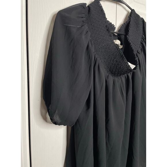 NEW Loft Black Puff Sleeve Sheer Blouse Size Small - Picture 3 of 9